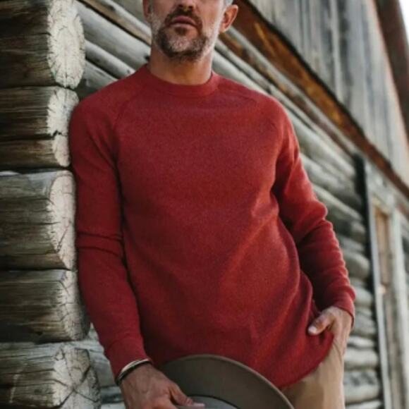 Taylor Stitch Other - Taylor Stitch The Heavy Bag Waffle Crewneck Engine Red Shirt 46 NEW LS Pullover